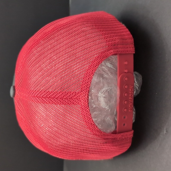 Richardson Style 112,Red/Gray Mesh, Armadillo Patch,Snapback Trucker Hat. - Picture 4 of 8